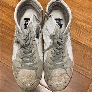 Golden Goose Slide white and glitter